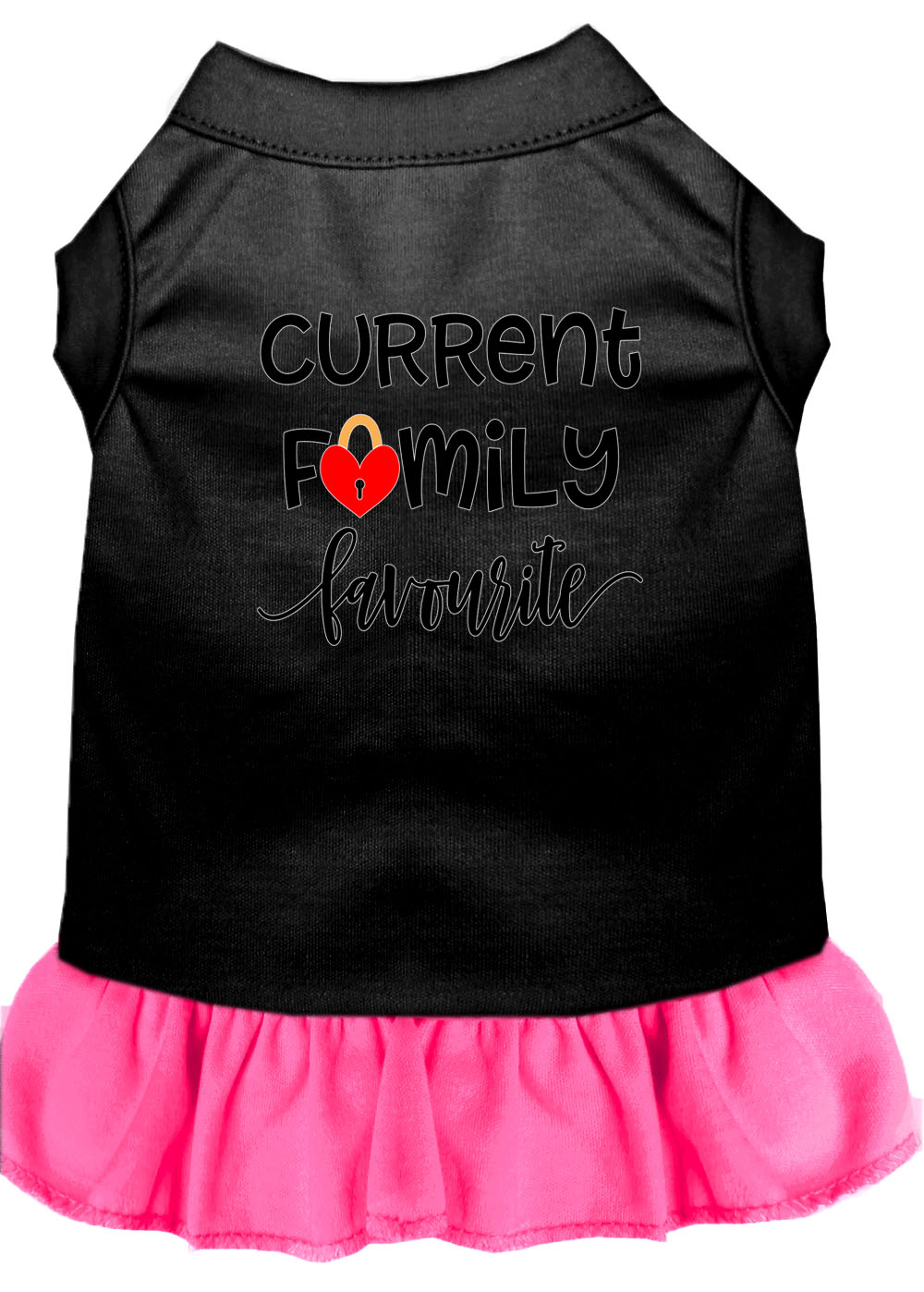 Family Favorite Screen Print Dog Dress Black with Bright Pink XL